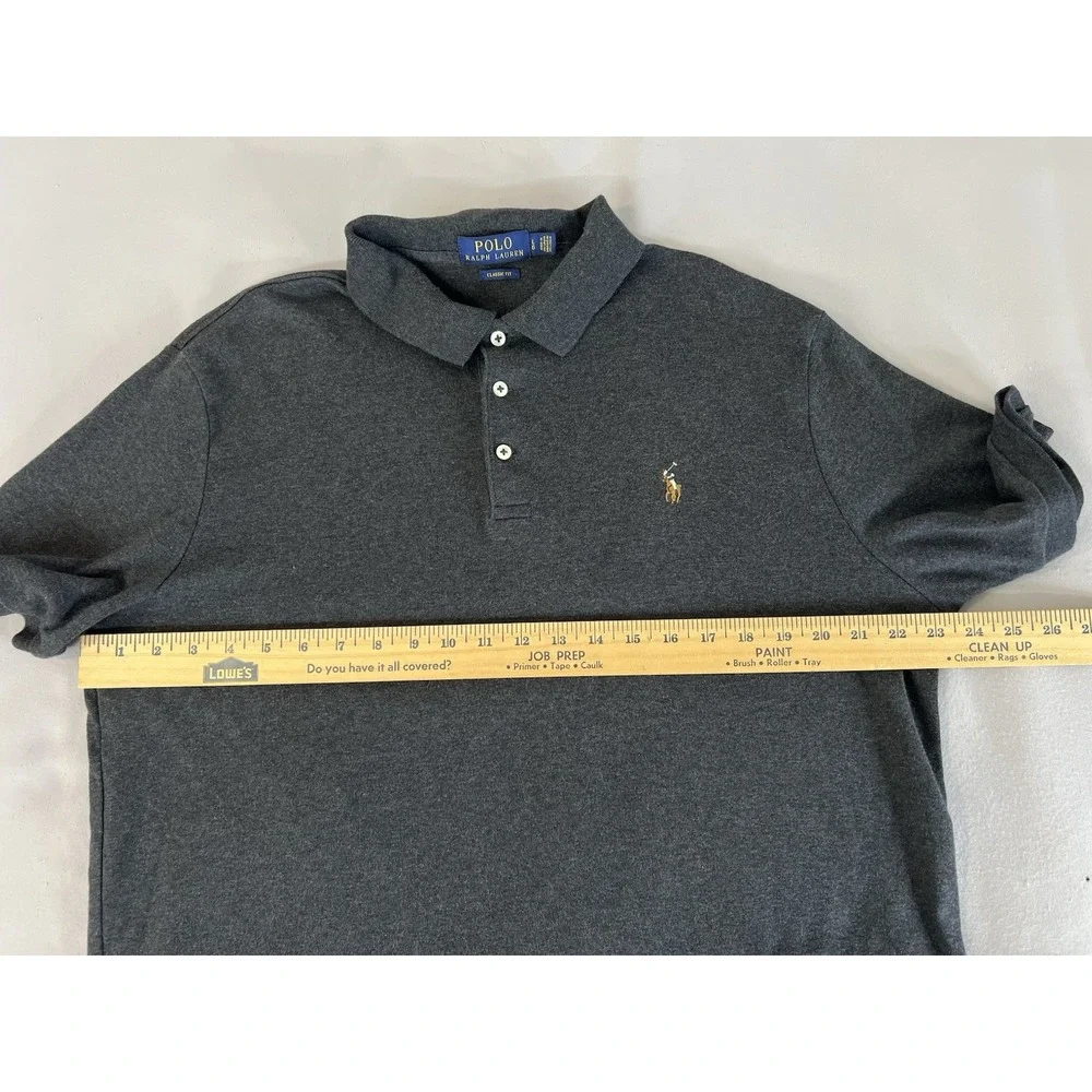 Polo Ralph Lauren Men's Polo Shirt Classic Fit Dark Gray Sz L Multi Color Pony